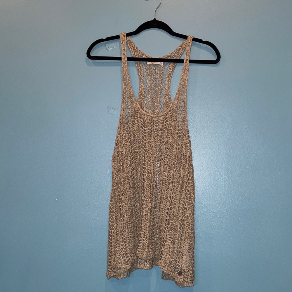 Abercrombie & Fitch Beige Crochet Racerback Tank